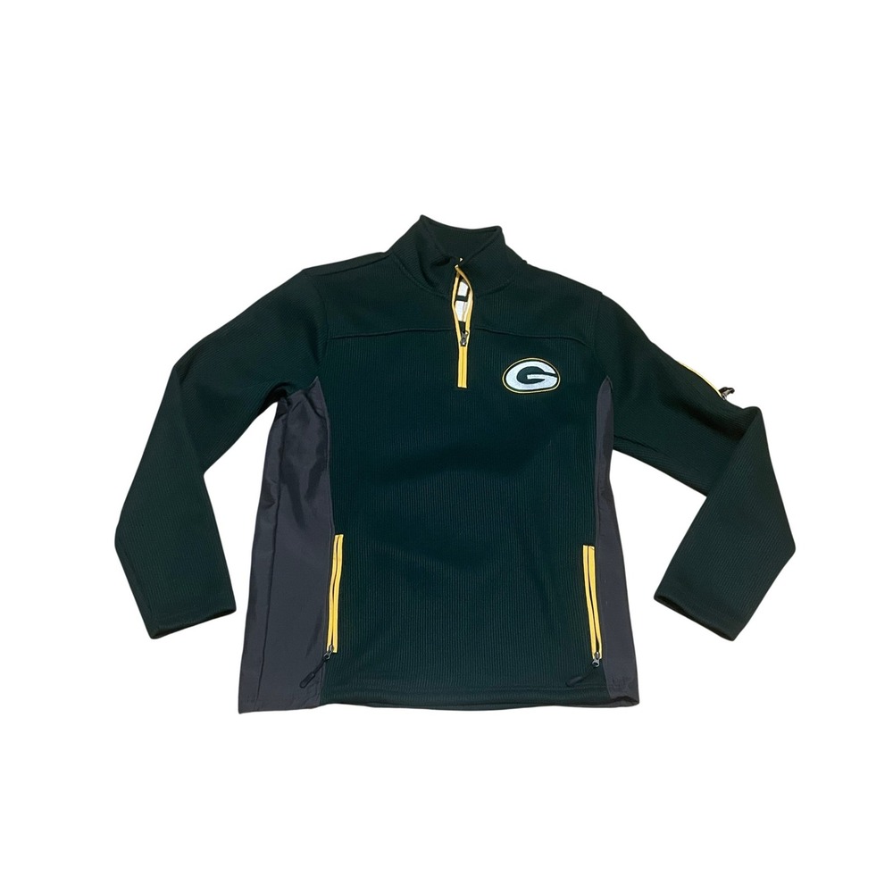 Green Bay Packers NFL Team Apparel Quarter Zip Pullover Green‎ Grey Men's Small